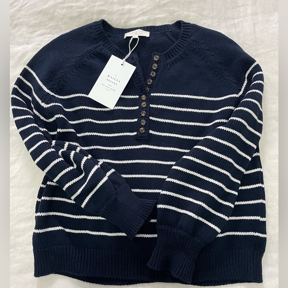 Sezane leontine sweater in navy! Wm’s M